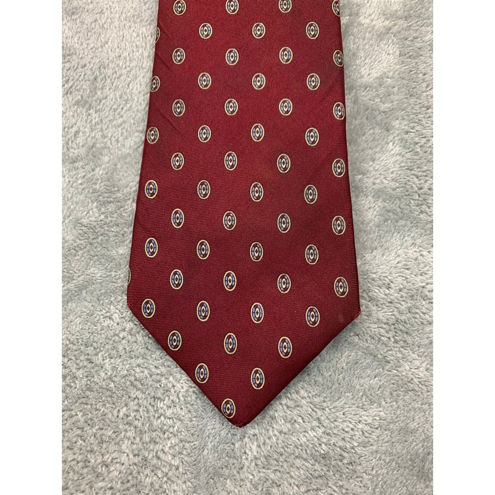 Christian Dior Silk Tie Patterned Burgundy Business Career - *Flaws*